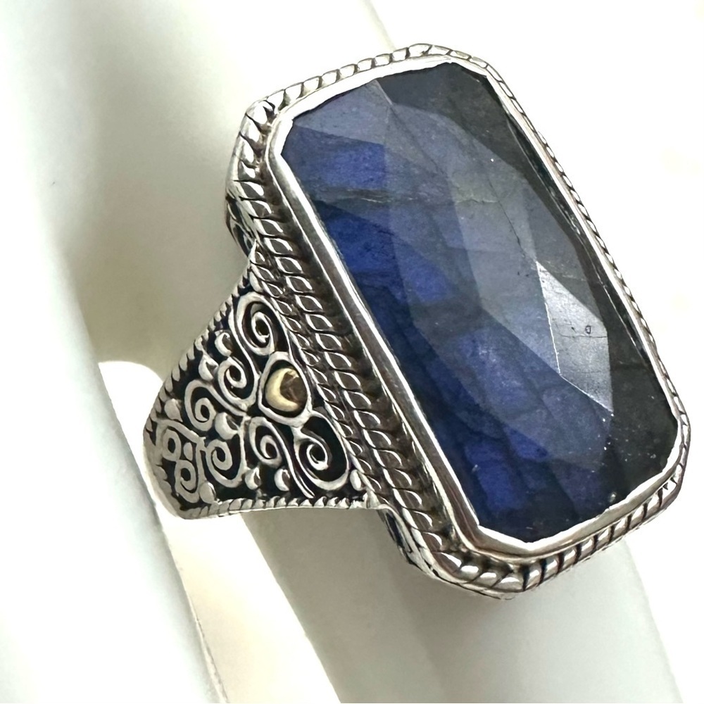 Robert Manse Faceted Labradorite Balinese Sterling Silver 18k Gold Accent Ring-9